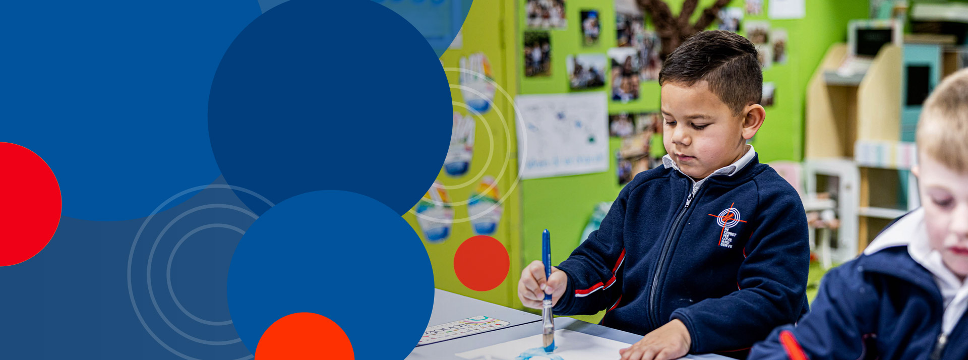 Students painting together at Bethany Catholic Primary School Glenmore Park