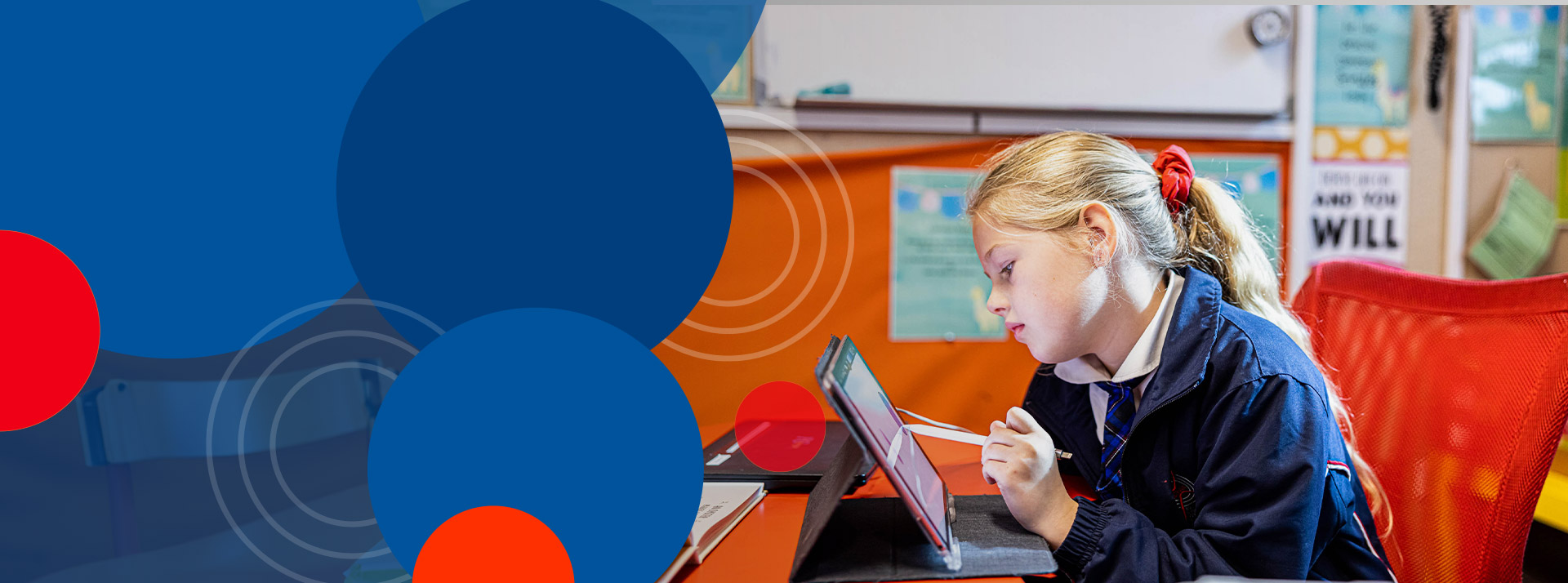 Bethany Catholic Primary School Glenmore Park student using learning device (iPad)